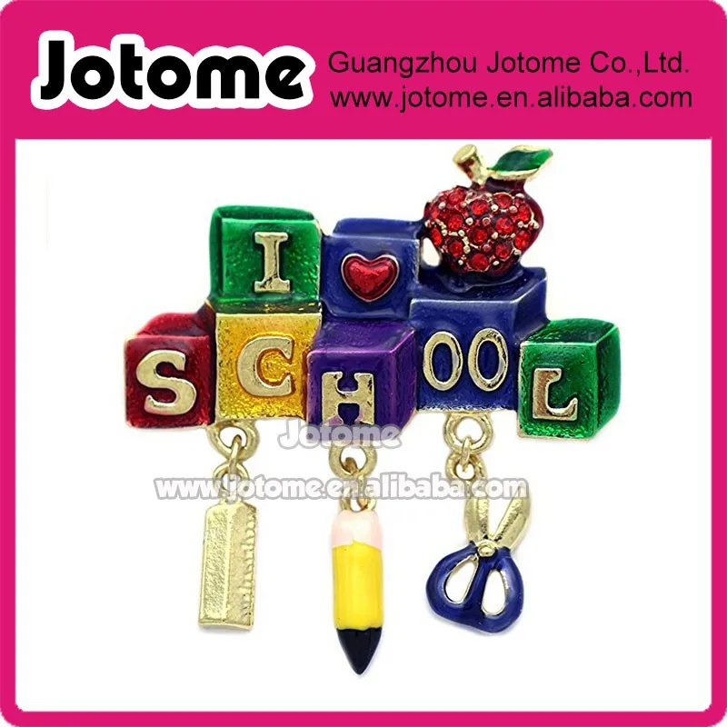 1,75 дюймов в ширину, 2 дюйма в высоту I LOVE SCHOOL Apple Heart Scissors Очаровательная булавка-брошь подарок для учителя