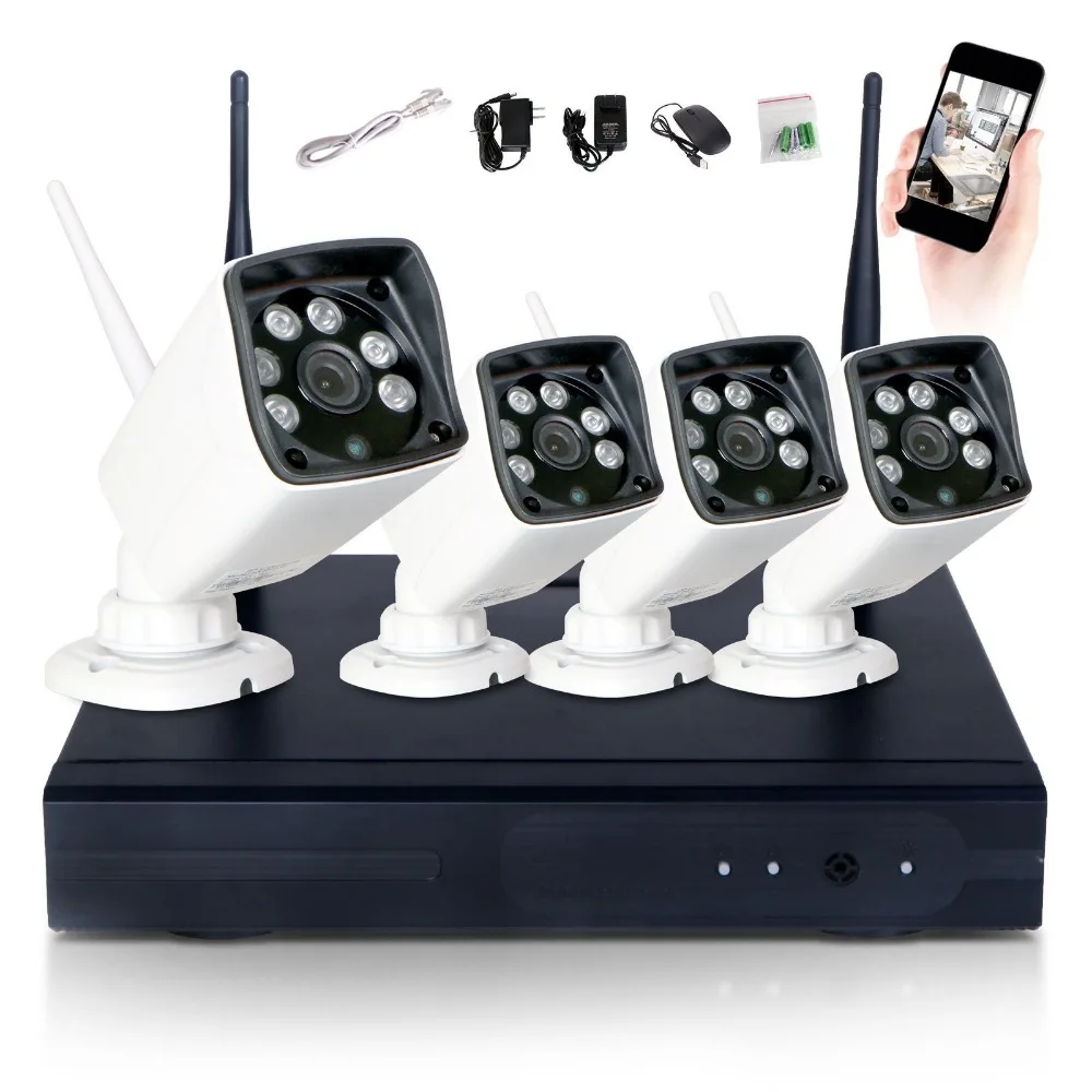 4CH 960 P hd Wi Fi NVR безопасности Беспроводной сети Камера Системы Ночное видение ip