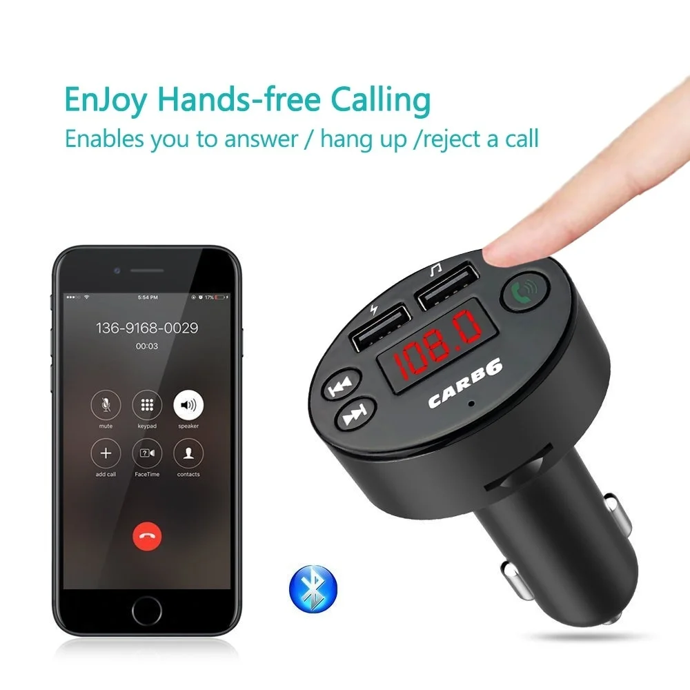 Universal Car Bluetooth FM Transmitter Hand-free MP3 Player USB TF SD Music Playing LCD Display Charger | Мобильные телефоны и