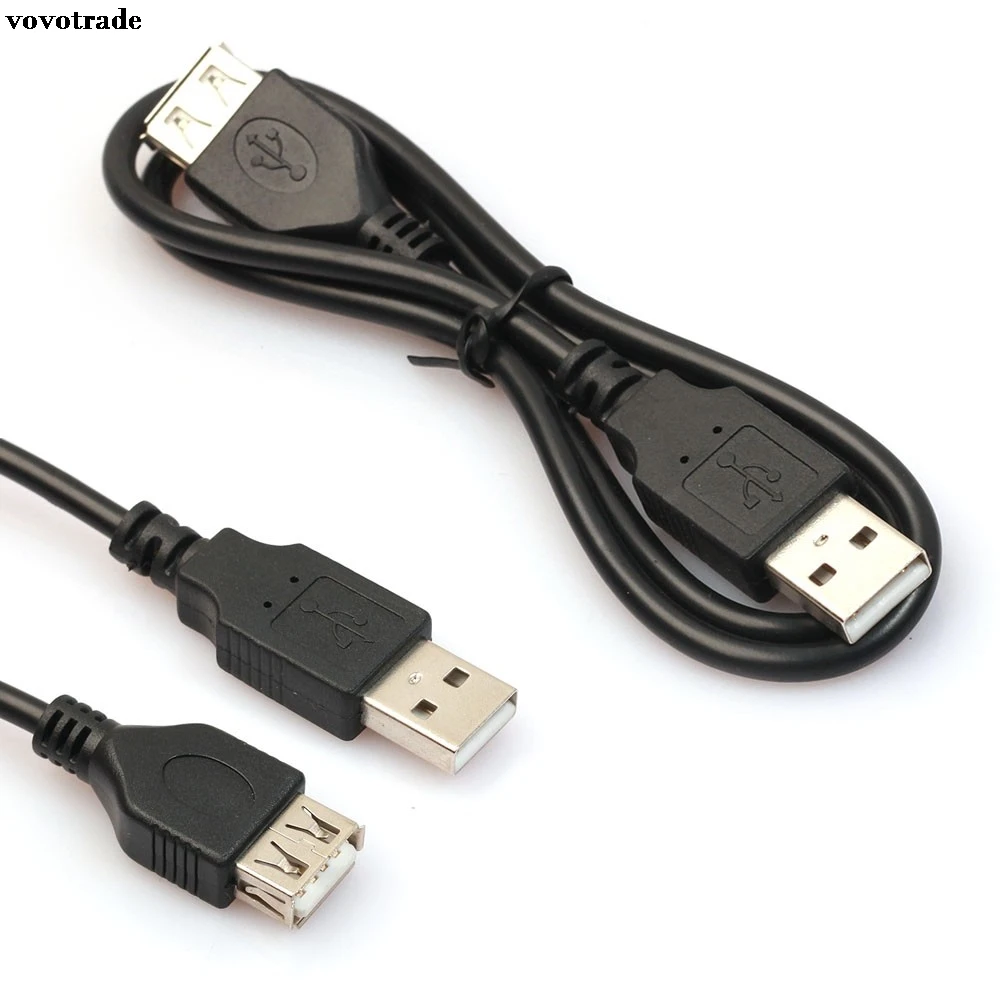 Кабель переходник vovotrad 2 фута/60 см черный USB штекер гнездо удлинитель для передачи