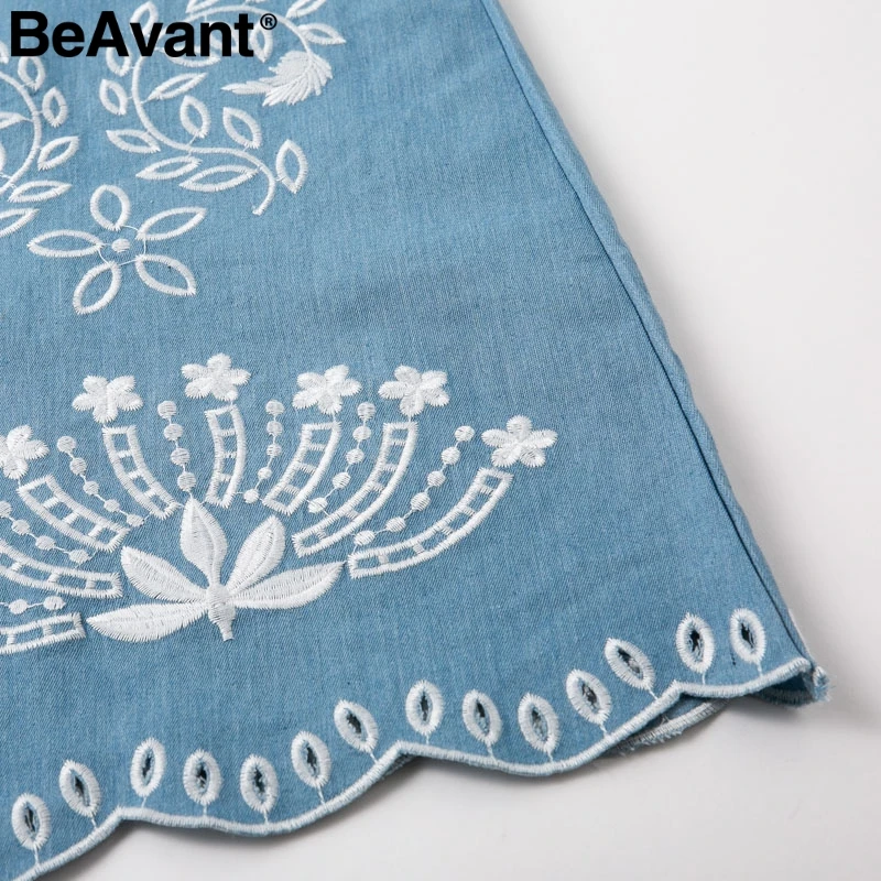 BeAvant женское Синее джинсовое платье с v-образным вырезом, элегантное короткое мини платье с поясом, повседневное пляжное летнее платье для женщин vestidos