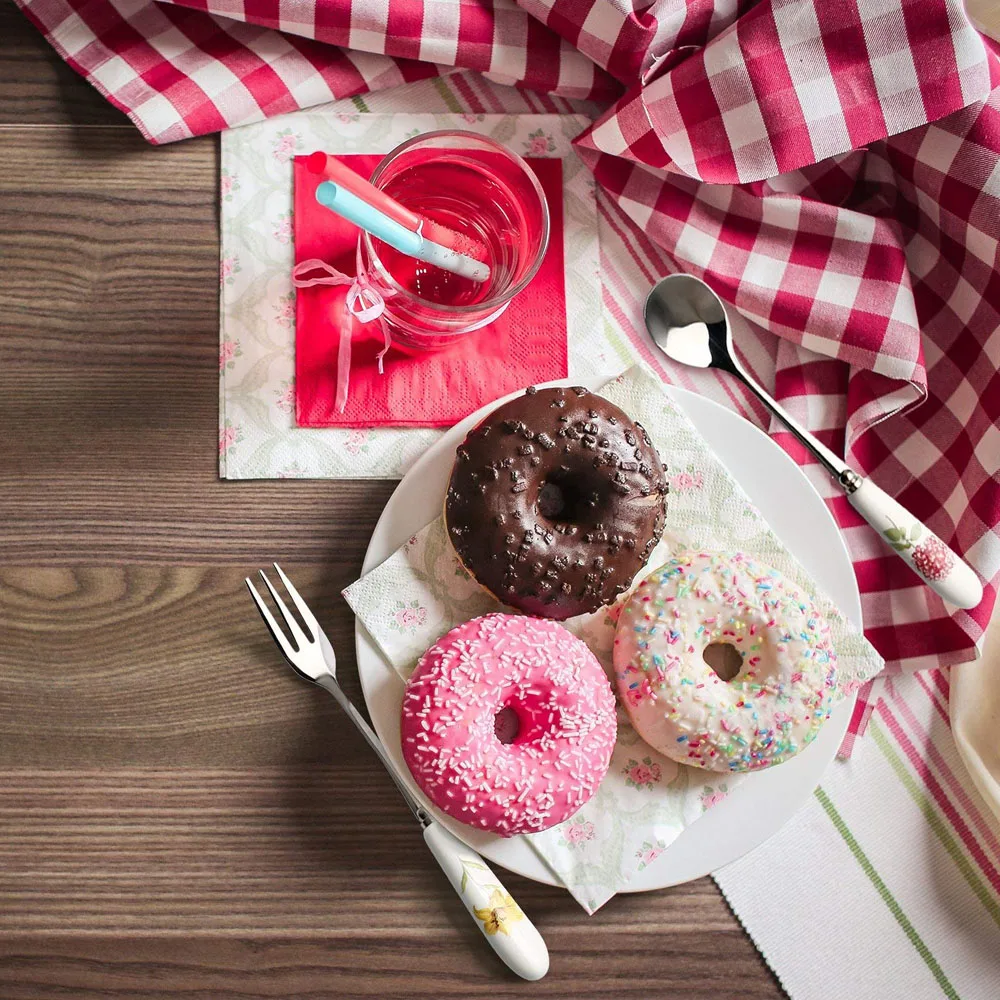 12 шт десертные столовые приборы набор ложка и вилка Трава Сад керамическая