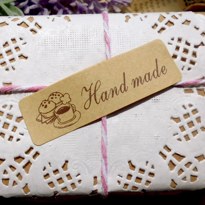 100 шт бумажные наклейки ручной работы этикетки для торта и кофе Подарочные