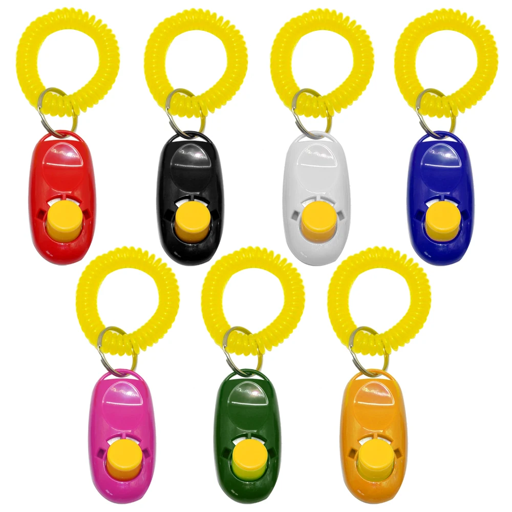

Dog Clicker Cat Training Trainer with Key Ring And Wrist Strap 7 Colors