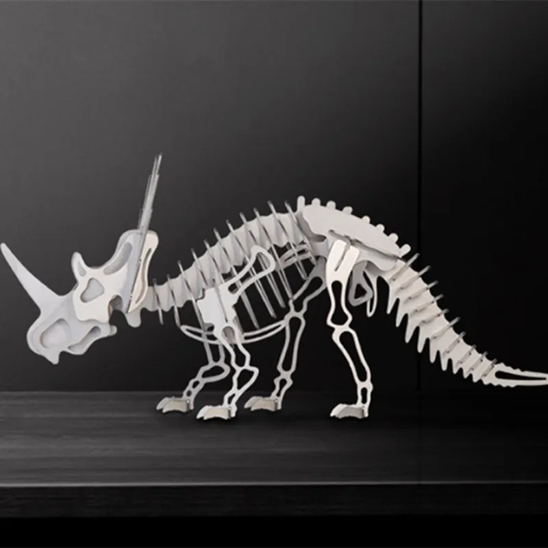 DIY Ручная 3D стерео модель динозавра из нержавеющей стали металлическая