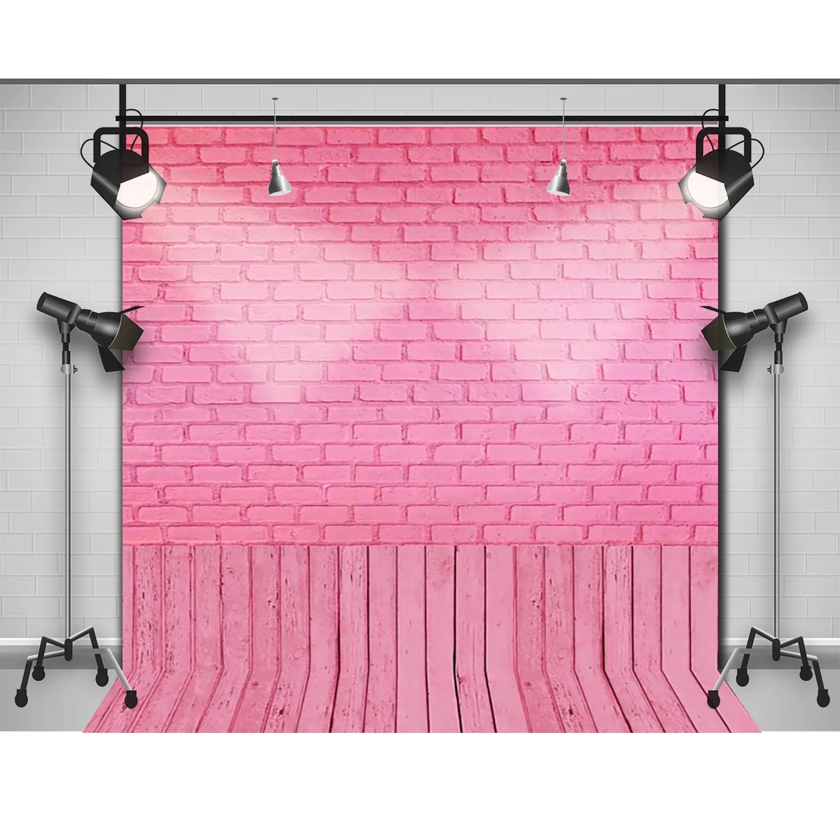 Allenjoy Photographic background Pink brick wood newborn vinyl backdrops photo for studio wall floor camera fotografica | Электроника