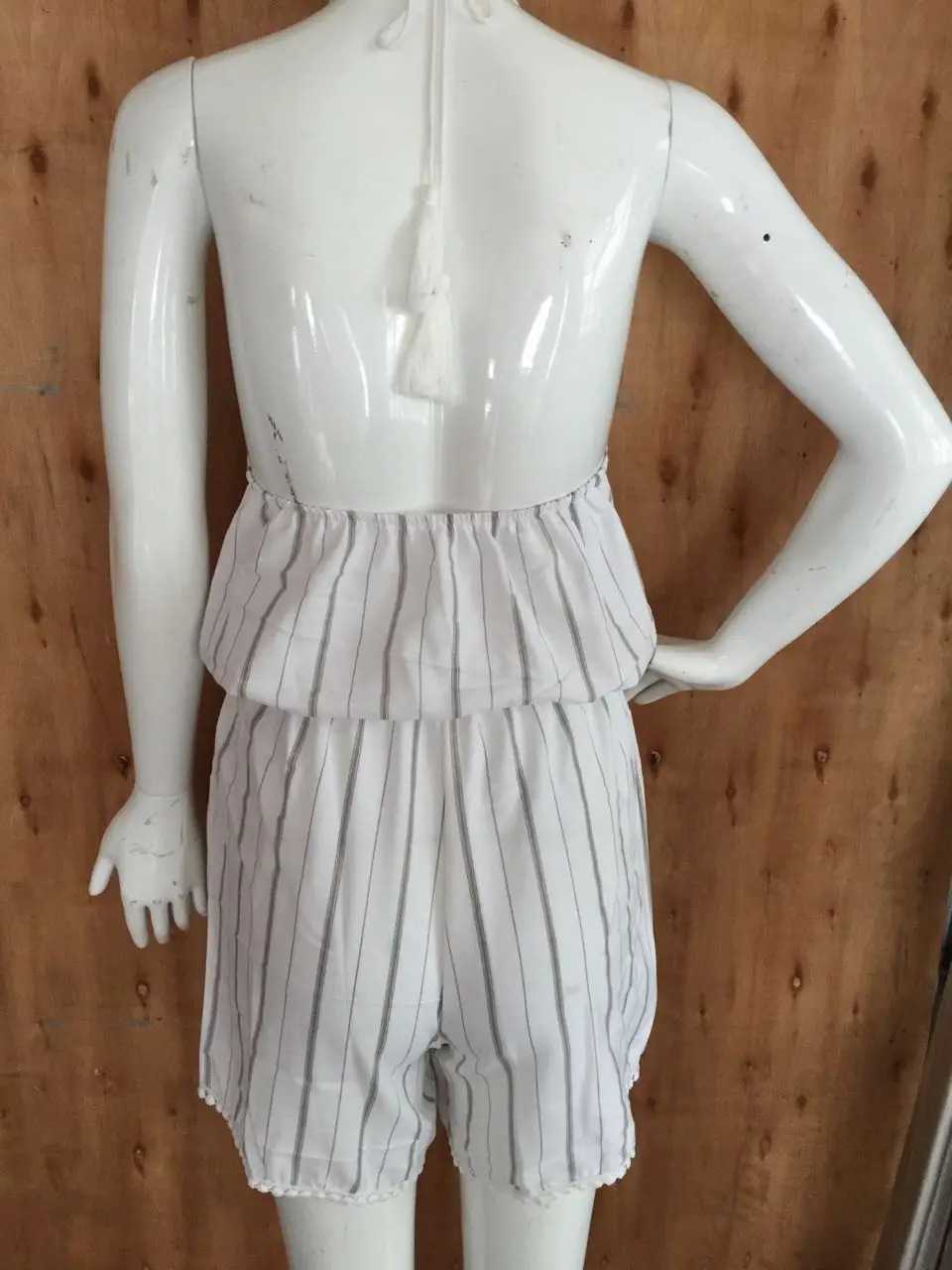 Лето 2016 пляж женщины комбинезоны полосатый кисточкой комплект мини комбинезон