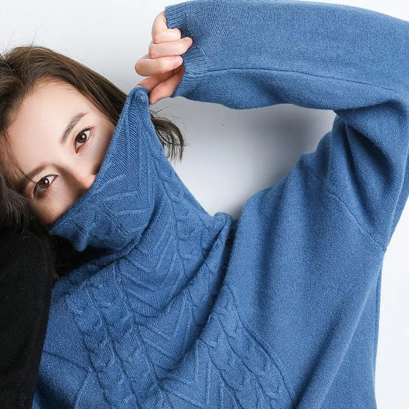2019 Autumn Winter Sweater Women Cable Knit Twist Loose Pullover Drop Shoulder Long Sleeve Jacket Knitwear Korea Style | Женская одежда