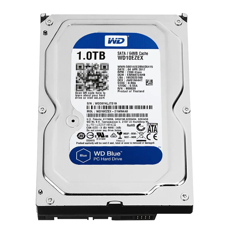 Новый внутренний жесткий диск Western Digital WD Blue 1 ТБ HDD 3 5 дюйма 7200 об/мин SATA для