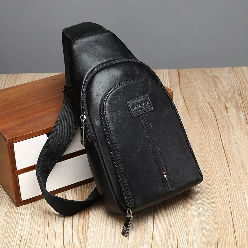 JEEP BULUO Brand Men Vintage Split Leather Satchel Man's Sling Bags High Quality Shoulder Chest Pack Bag For Young People Fangle