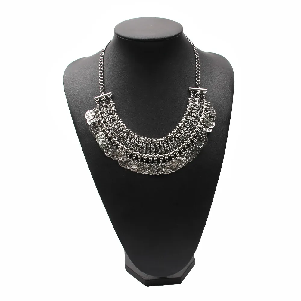 Мода богемный заявление монета Ожерелья и подвески для Для женщин Collier Femme бижутерии колье Винтаж Макси Цепочки и ожерелья Colar