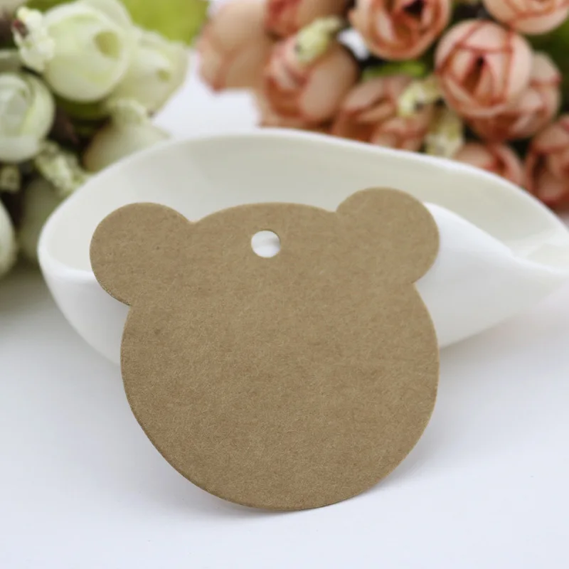 100 шт. 6*5 3 см бирки из крафт бумаги в форме медведя сделай сам этикетка для одежды