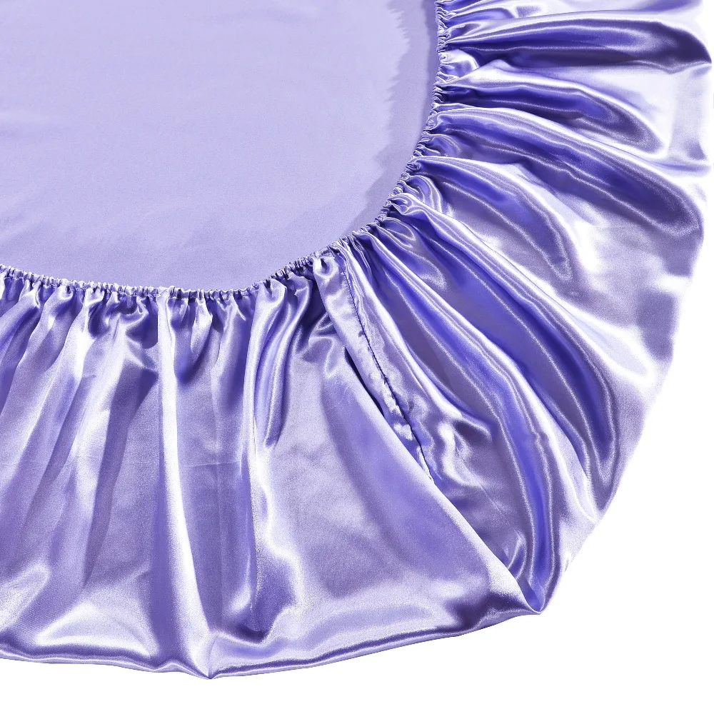 Атласная шелковая натяжная простыня на резинке однотонный чехол матрас простыни