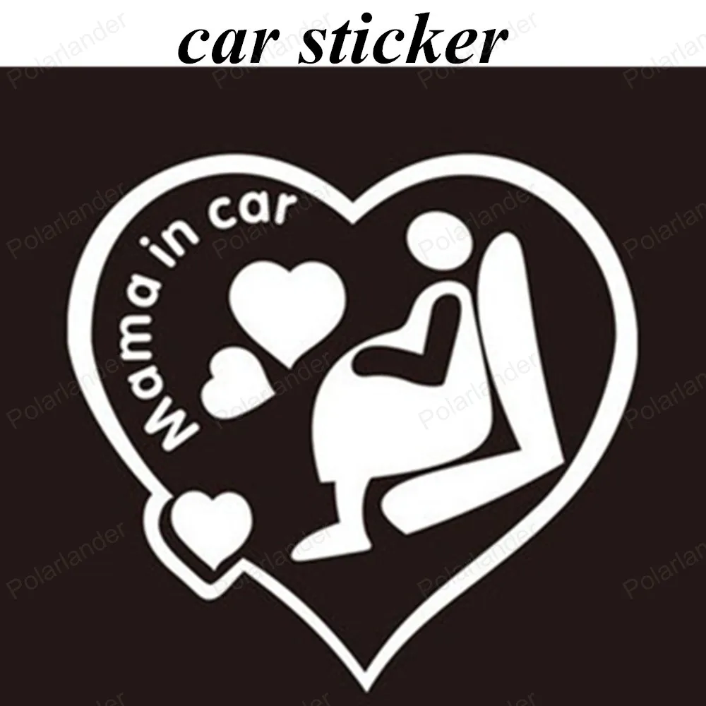 

White Black Colors Cute Lovely Car Stickers MAMA in Car warning Stickers waterproof Decal car sticker Car Decoration