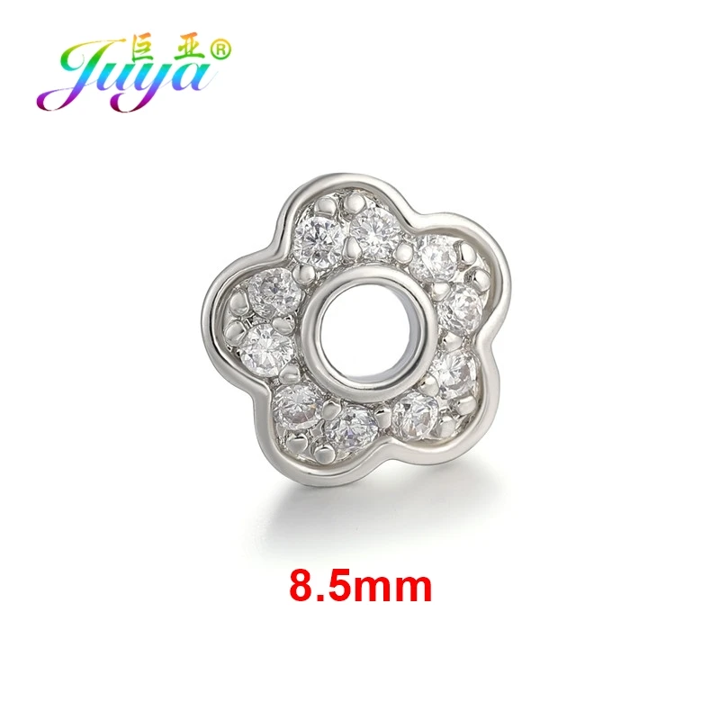 White Gold Juya 8 мм разделители Поставки ручной работы декоративные круглые Цветочные бусины колпачки подходят для женщин кисточки серьги бусины аксессуары для изготовления ювелирных изделий - Цвет: White Gold