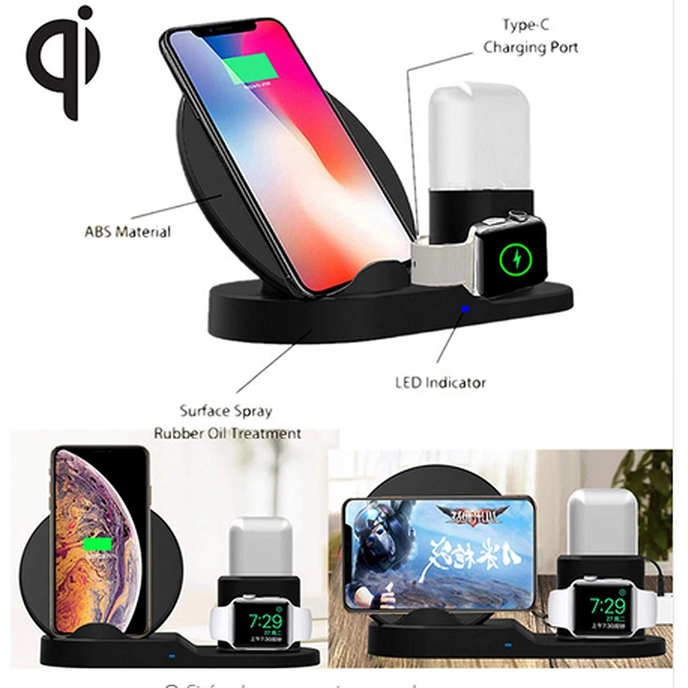 Беспроводной Qi держатель для телефона Ascromy 10 Вт Apple Watch Series 4 3 2 Iphone XS MAX XR 8 Plus X + Iwatch