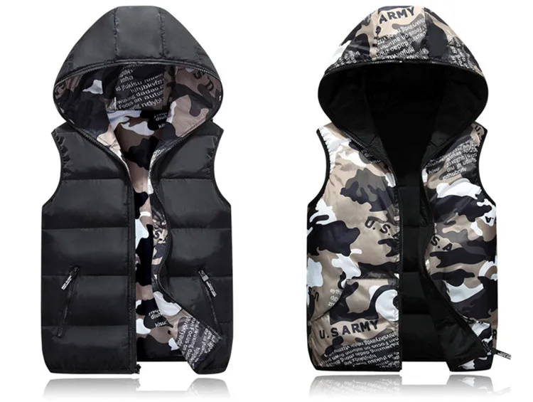 UNIVOS KUNI 2018men' теплый жилет chalecos para hombre, толстый теплый тонкий пуховик, камуфляжный жилет с капюшоном для мужчин/женщин Q533