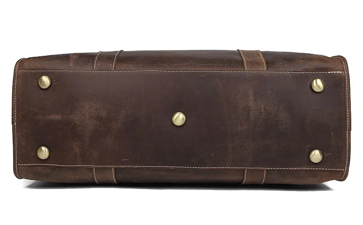 MAHEU Retro Style Leather Travel Handbag Fashion Crazy Horse Mens Leather Bag Shoulder Travel Bag Natural Cow Skin High Capacity