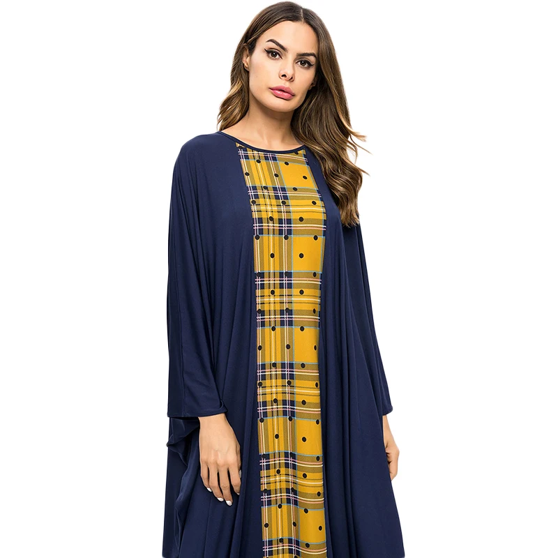 WHZHM лоскутное платье большого размера с длинным рукавом &quotлетучая мышь&quot