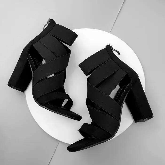 Для женщин стрейч ткань на не сужающемся книзу массивном высоком каблуке accrocing