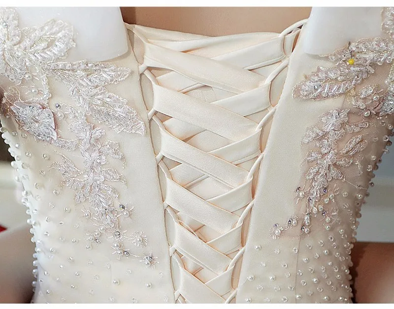 Robe De Mariee размера плюс винтажное кружевное свадебное платье цвета шампанского с рукавами-крылышками и жемчужинами роскошное свадебное платье