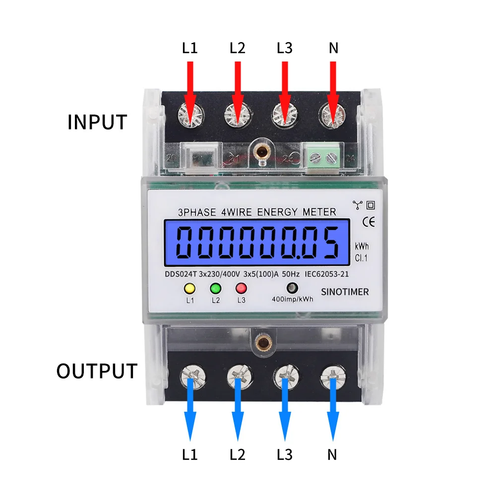 Din Rail 380 V 5-80A 3 фазы 4 провода электронный счетчик Мощность счетчик энергии ваттметр кВтч метр ЖК-дисплей подсветки с прозрачной крышкой