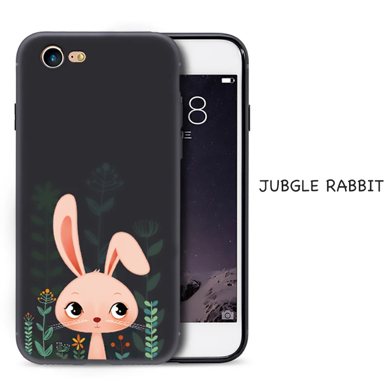 Jungle Rabbit 3D рельефный чехол для iPhone 7 чехол силиконовый чехол для телефона ультра тонкий бампер для iPhone 6 6s 7 8 Plus XS чехол для MAX XR милый - Цвет: Jungle Rabbit