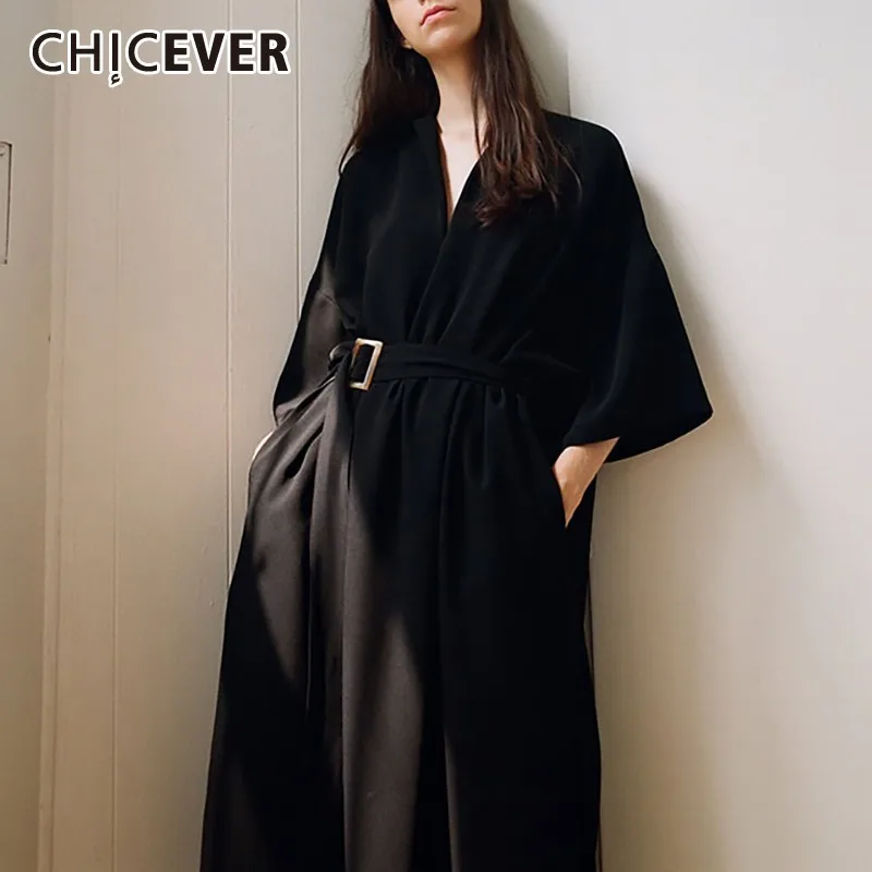 Женское платье с поясом CHICEVER летнее футляр треугольным вырезом и коротким