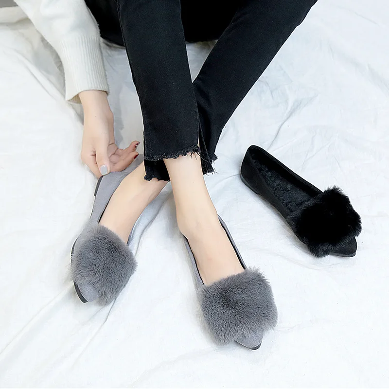 Новинка 2018 года Сезон осень зима Бархатная теплая хлопковая обувь Тонкие туфли