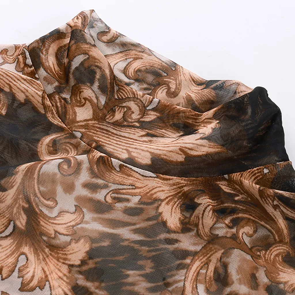 Женская сексуальная рубашка с высоким воротником сетевая пряжа перспективным