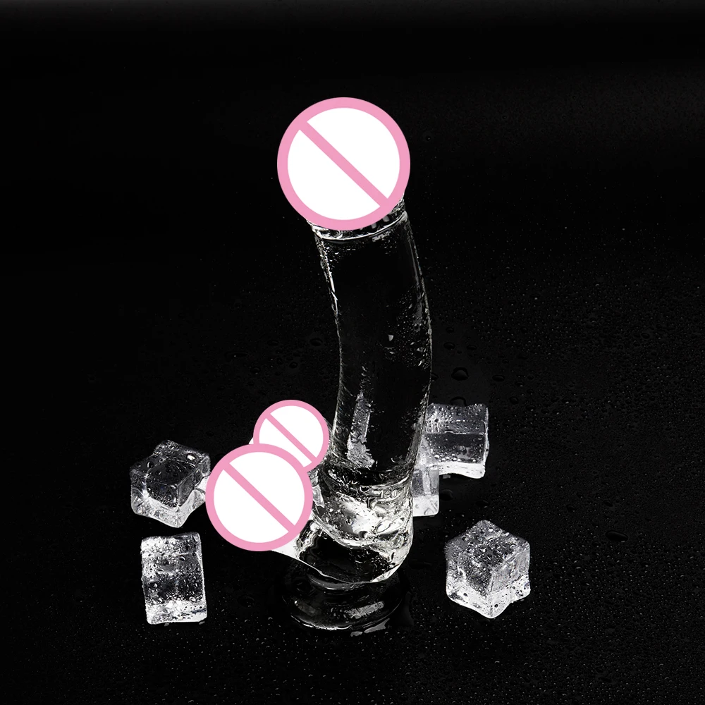 Изогнутый 9 дюймовый большой прозрачный стеклянный фаллоимитатор прозрачное