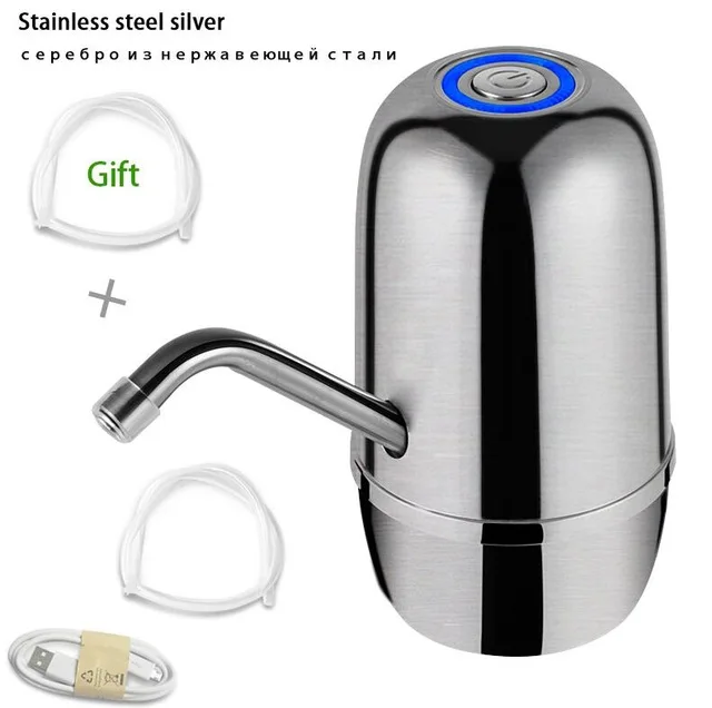 K01 Silver Офисный Электрический диспенсер для воды, перезаряжаемый бутилированный насос для воды, домашнее чистое ведро, беспроводное водяное давление, гидрант - Цвет: K01 Silver