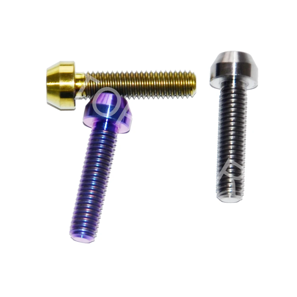 

6 PCS M6X40 Multiple Color Cone Head Cap Titanium Screws Ti Grade5 Titanium Bolts for Racing Motorbike