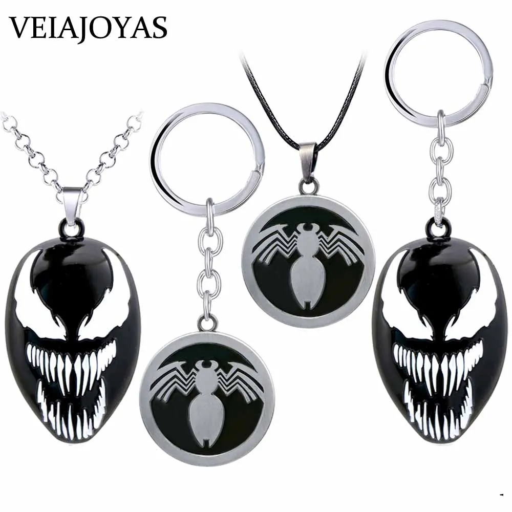 Фильм Темно человек паук Venom кулон колье Черная маска сплав брелок chaveiro llaveros