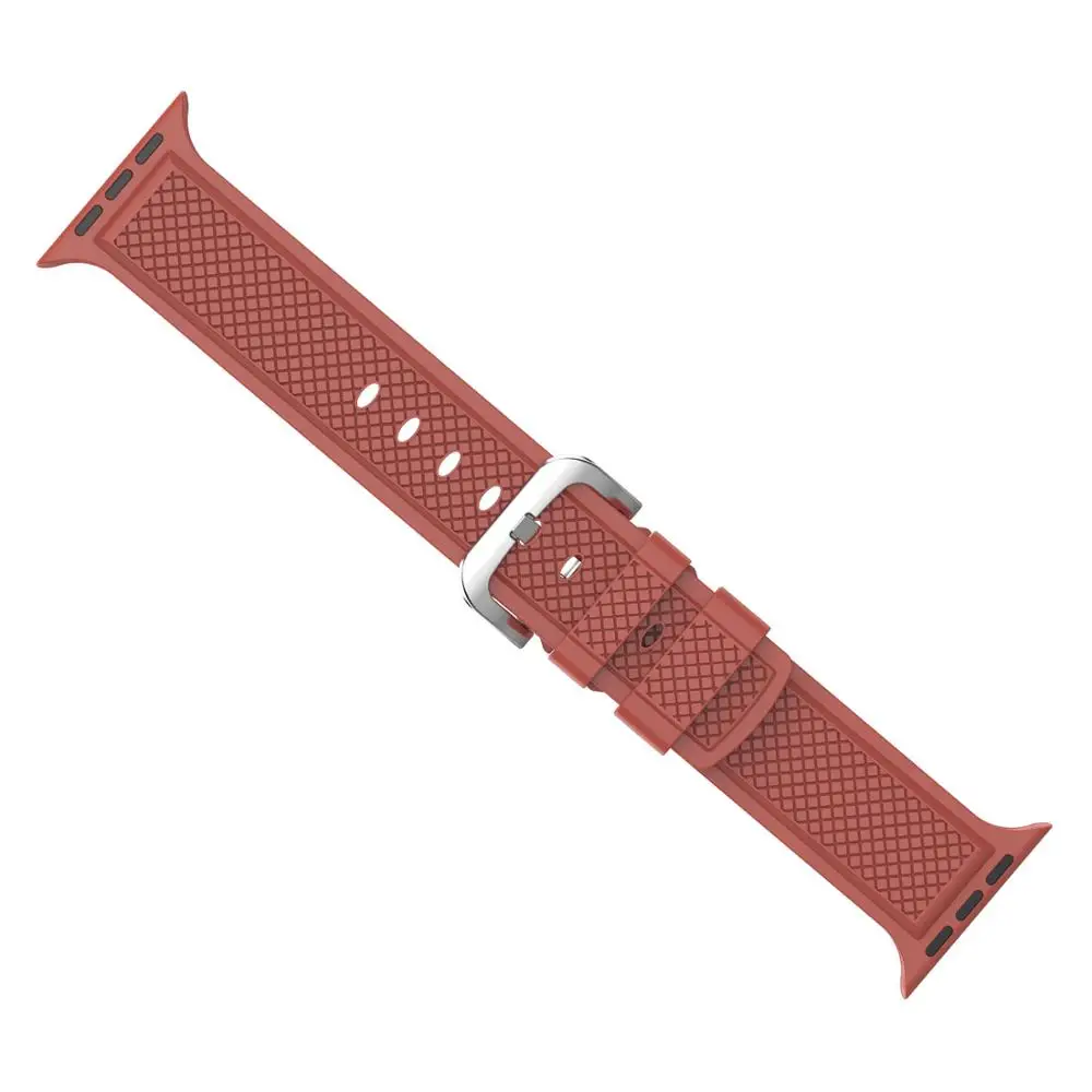 brown Силиконовый ремешок для Apple Watch 44 мм 40 мм iWatch 42 мм 38 мм мягкий ромбовидный браслет ремешок для Apple watch 4 3 2 1 - Цвет ремешка: brown