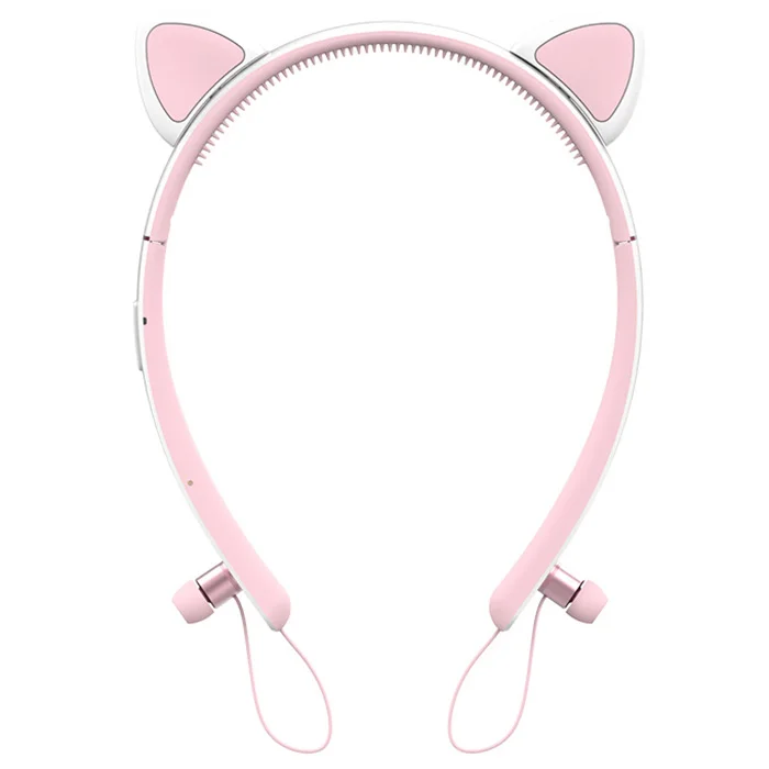 Light Pink Padmate X9b для девочек с милыми кошачьими ушками повязка на голову Bluetooth Музыка наушники-вкладыши с дыхательным светом для девочек день рождения девушки - Цвет: Light Pink