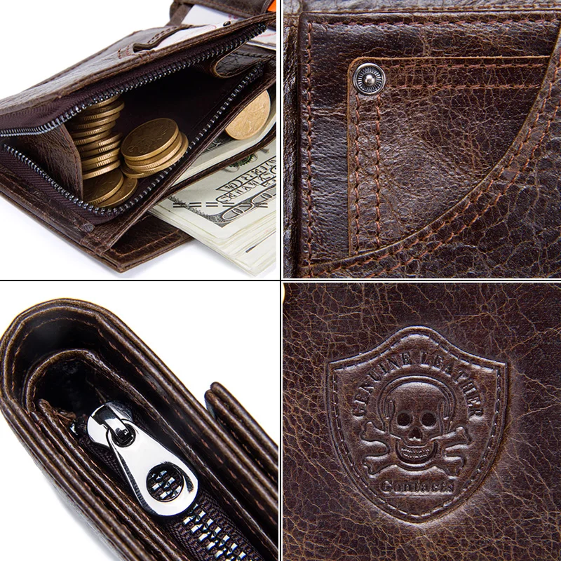 Мужской короткий кошелек из натуральной кожи повседневный мужской для монет