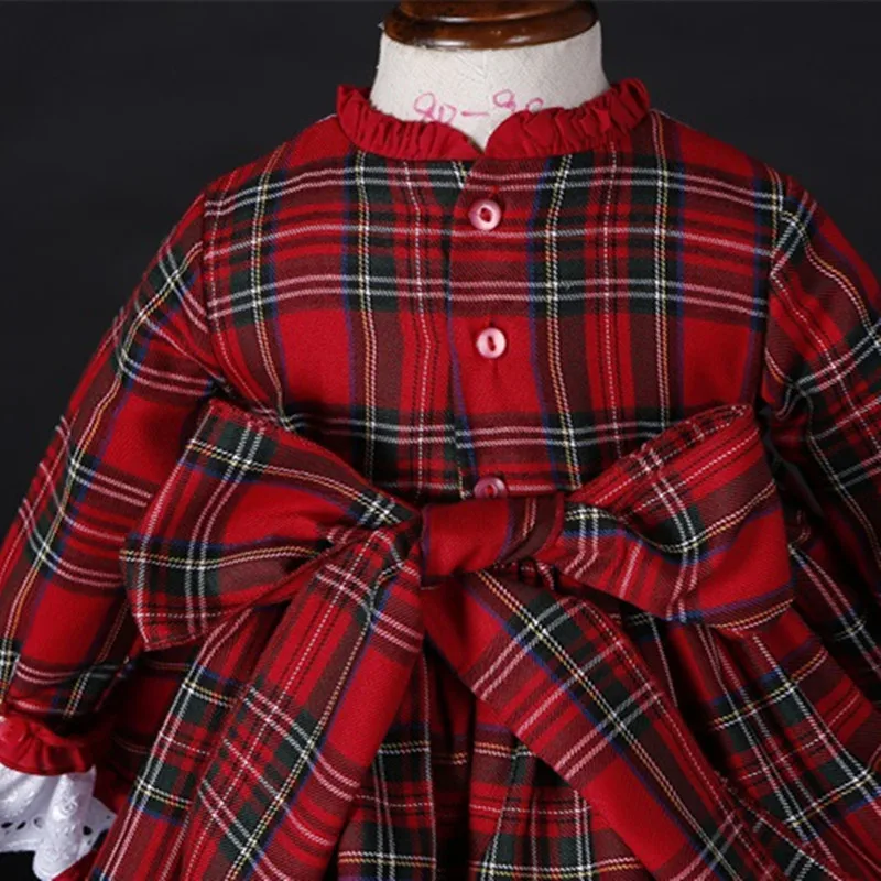 3 предмета осенне-зимнее винтажное испанское платье в клетку для девочек бальное