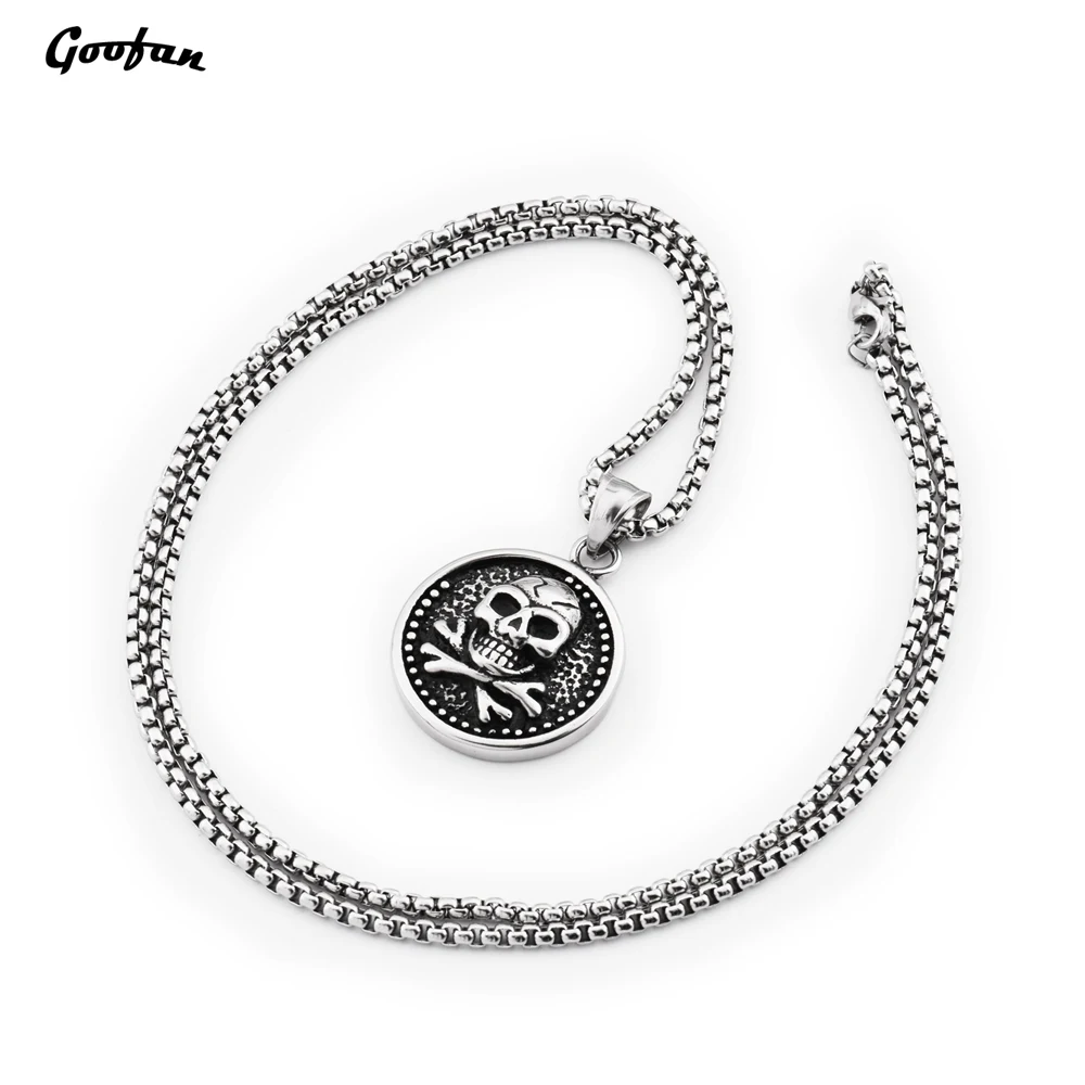 2017 Новинка хип хоп Goofan Скелет круглый кулон ожерелье из нержавеющей стали модные