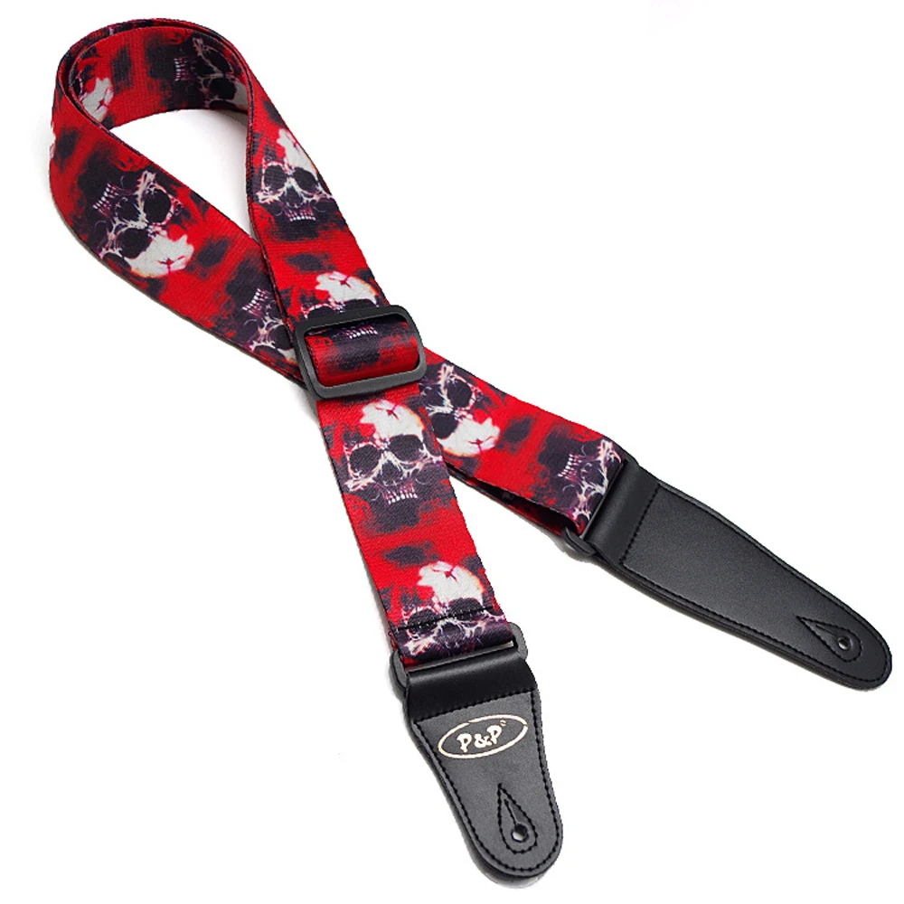 

Bloodthirsty Skull Pattern Guitar Strap Electric Guitar Acoustic Guitar Folk Guitar Bass Strap