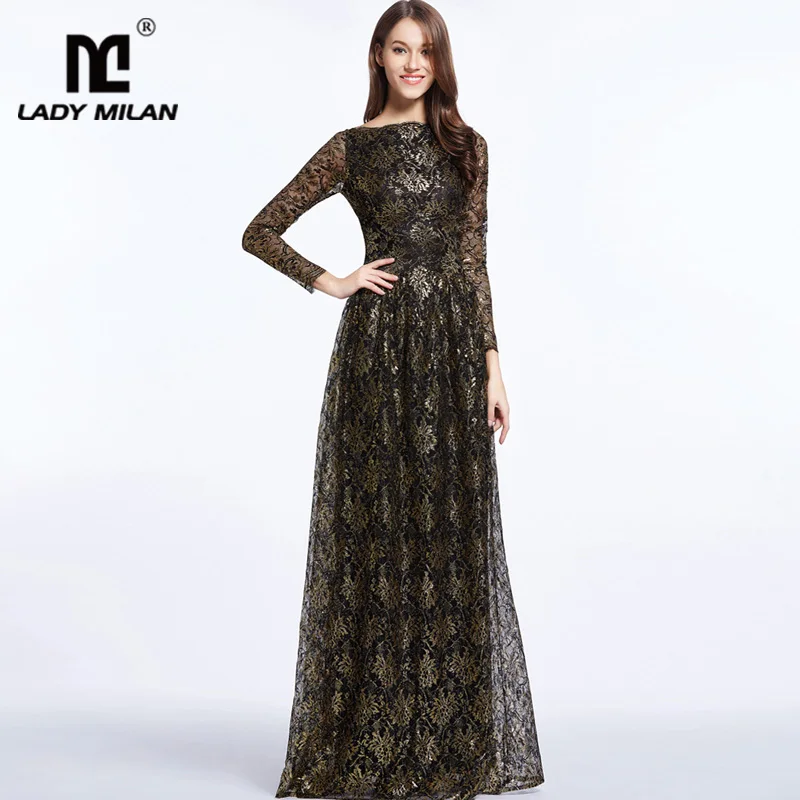 Женское подиумное платье для выпускного вечера с вырезом лодочкой Золотое