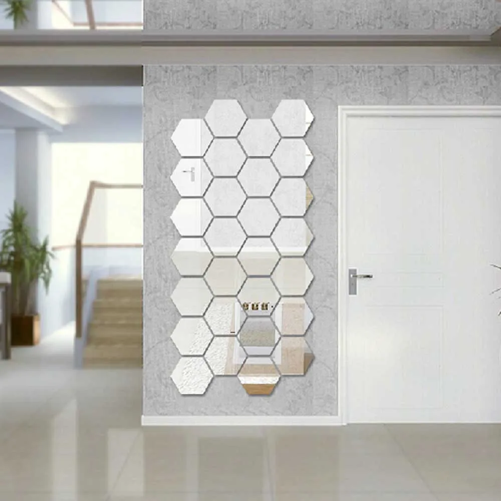 12 шт. 3D Шестигранная акриловая зеркальная Настенная Наклейка s DIY художественная настенная декоративная наклейка s домашний Декор Гостиная зеркальная декоративная наклейка