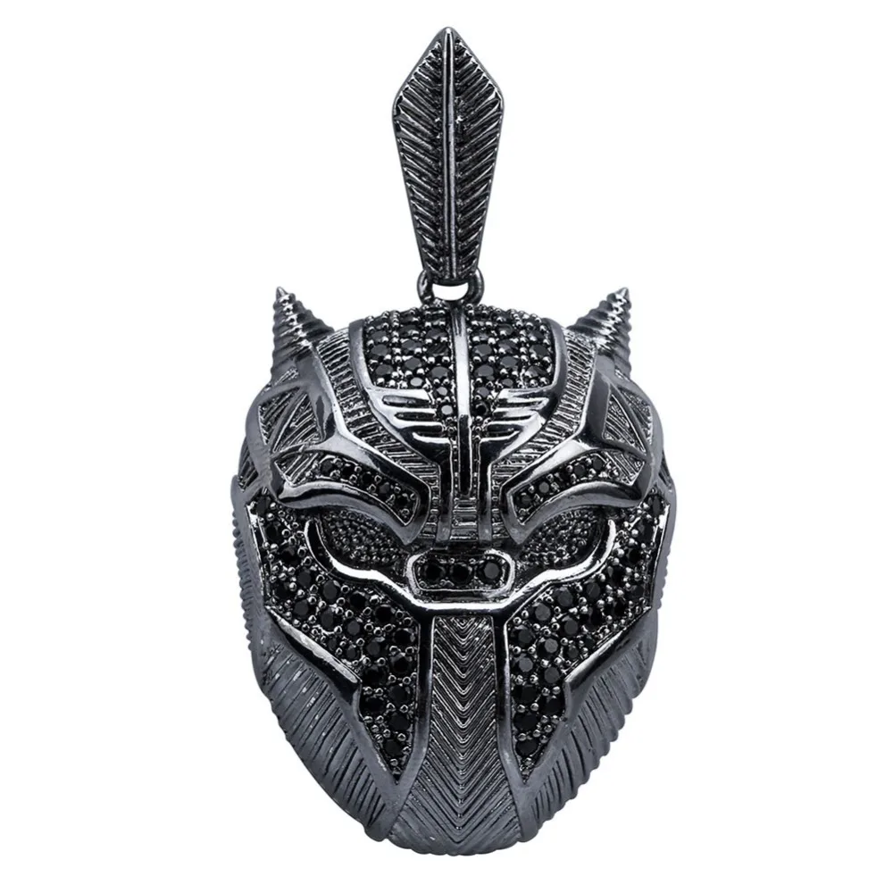 Мужская хип хоп iced out черная подвеска "Пантера" ожерелья кубического циркония модные крутые мужские s Форма Маски Подвески ожерелье ювелирные подарки