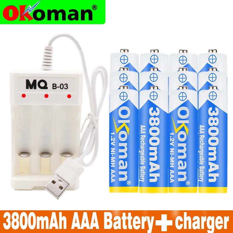 2-10 шт. Okoman AA 14500 3000mah 3,7 V литий-ионная аккумуляторная батарея и светодиодный фонарик