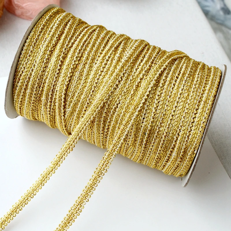 8mm Gold Lace Trims Knitted Ribbon Tapes Fabric Sewing Piping for Cosplay Clothes Handmade Accessories DIY Crafts Trimming | Дом и сад
