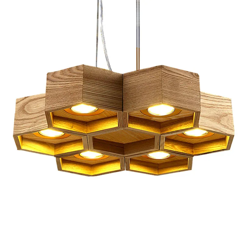 Wood LED Modern Pendant Lamp Indoor Dining Room Foyer Home Adornment Pendant Light 110-240V Free Shipping