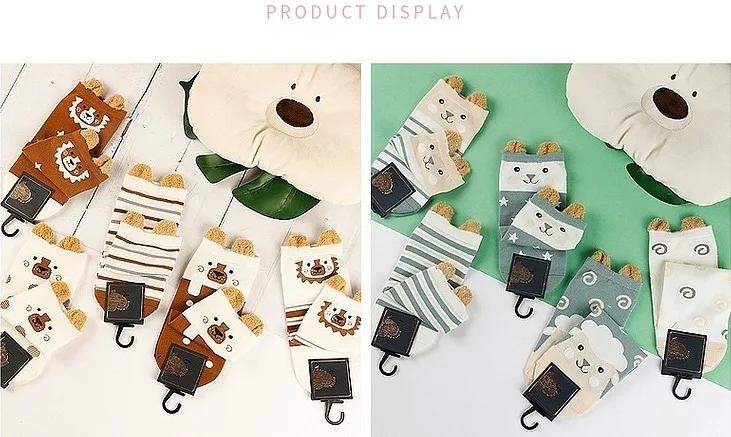 5 Pairs/Lot Women Cute Kawaii Short Socks Cartoon Animals Ears Funny Pattern Jingle Cat Bear Sheep Cotton Ankle Student Socks
