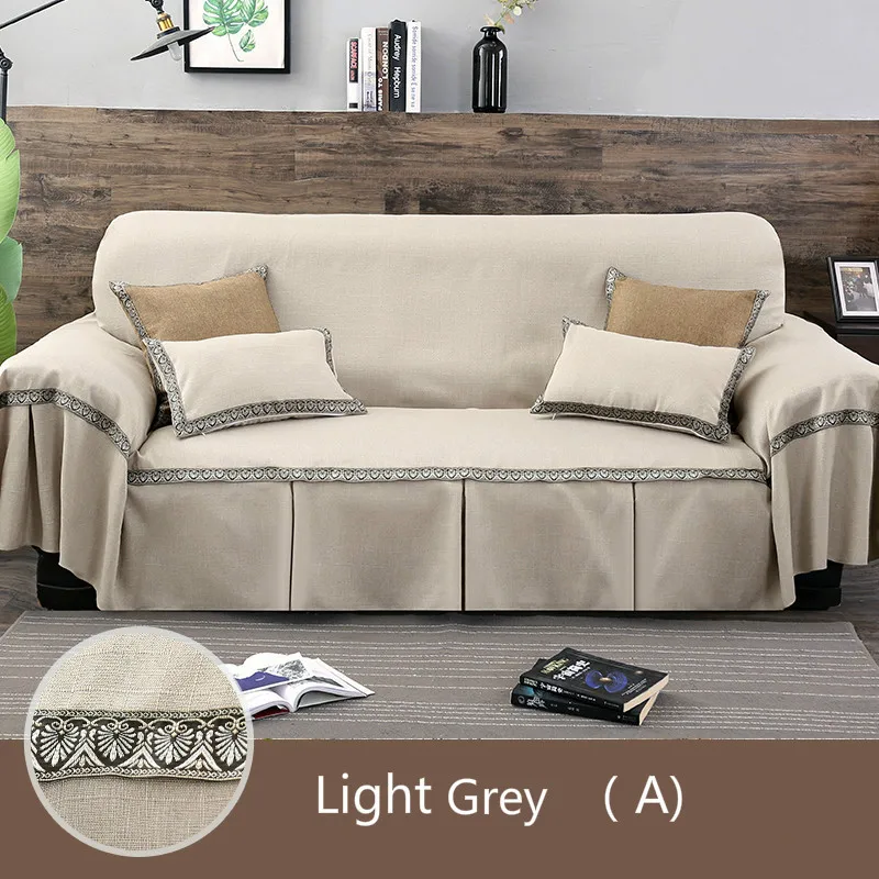 light grey (A) 1 шт. однотонный чехол для дивана для гостиной Универсальный диван полотенце все включено пылезащитный чехол диване украшение дома диван Slipover - Цвет: light grey (A)