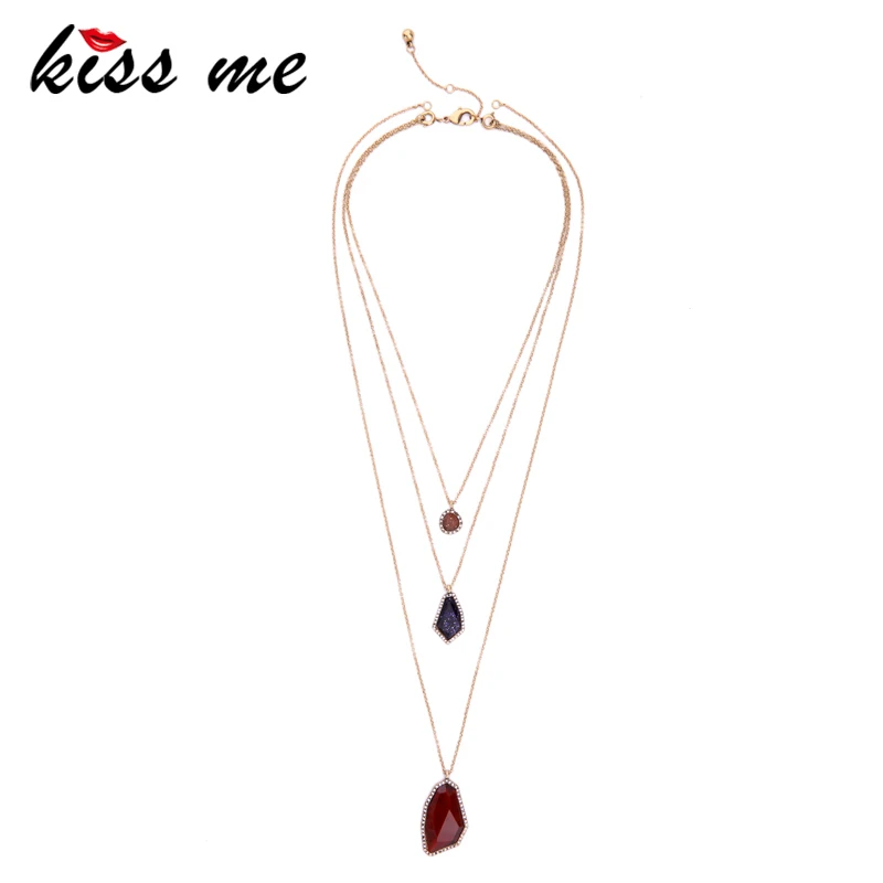 Геометрические кулоны KISS ME многослойное ожерелье новый дизайн 2017 модные