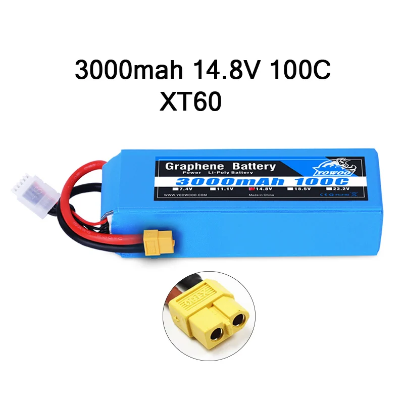 4S 3000mah 100C XT60 Радиоуправляемая графеновая батарея Lipo 2S 7,4 V 3S 11,1 V 4S 14,8 5S 18,5 V 6S 22,2 V 3000mah 3300mah 4000mah 5000mah 6000mah 6500mah для радиоуправляемого автомобиля - Цвет: 4S 3000mah 100C XT60